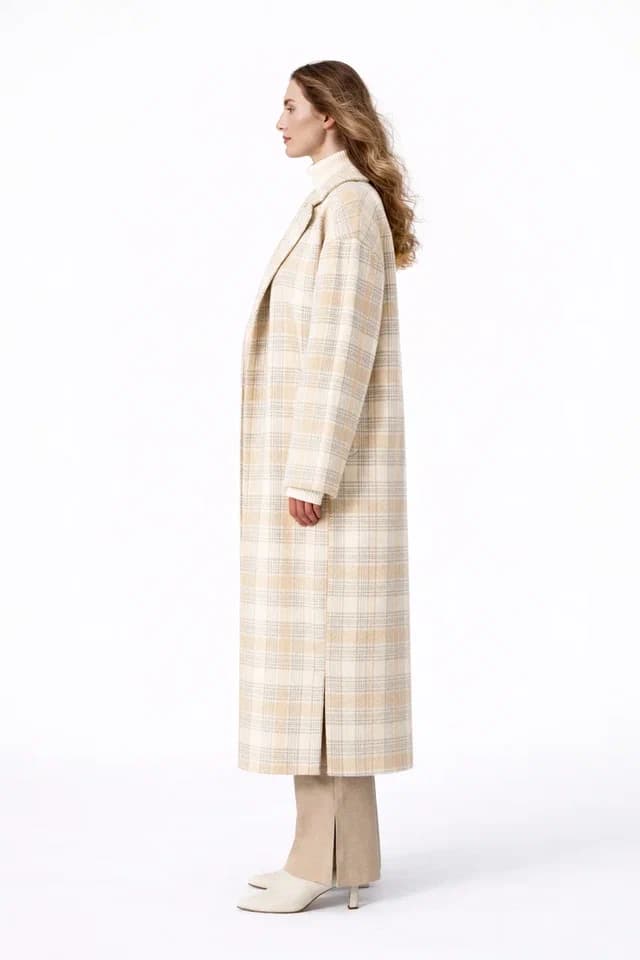 Двубортное пальто миди прямое