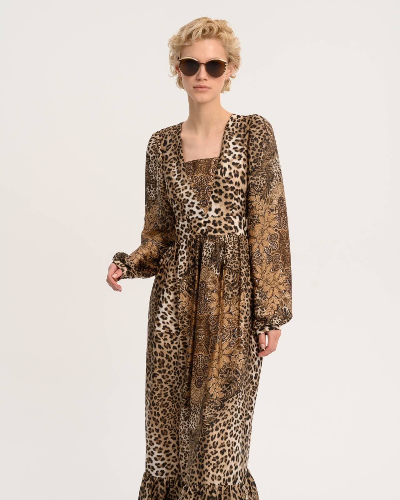 платье макси с анималистичным принтом