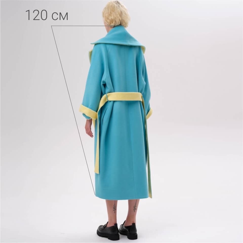 яркое пальто оверсайз со вставками