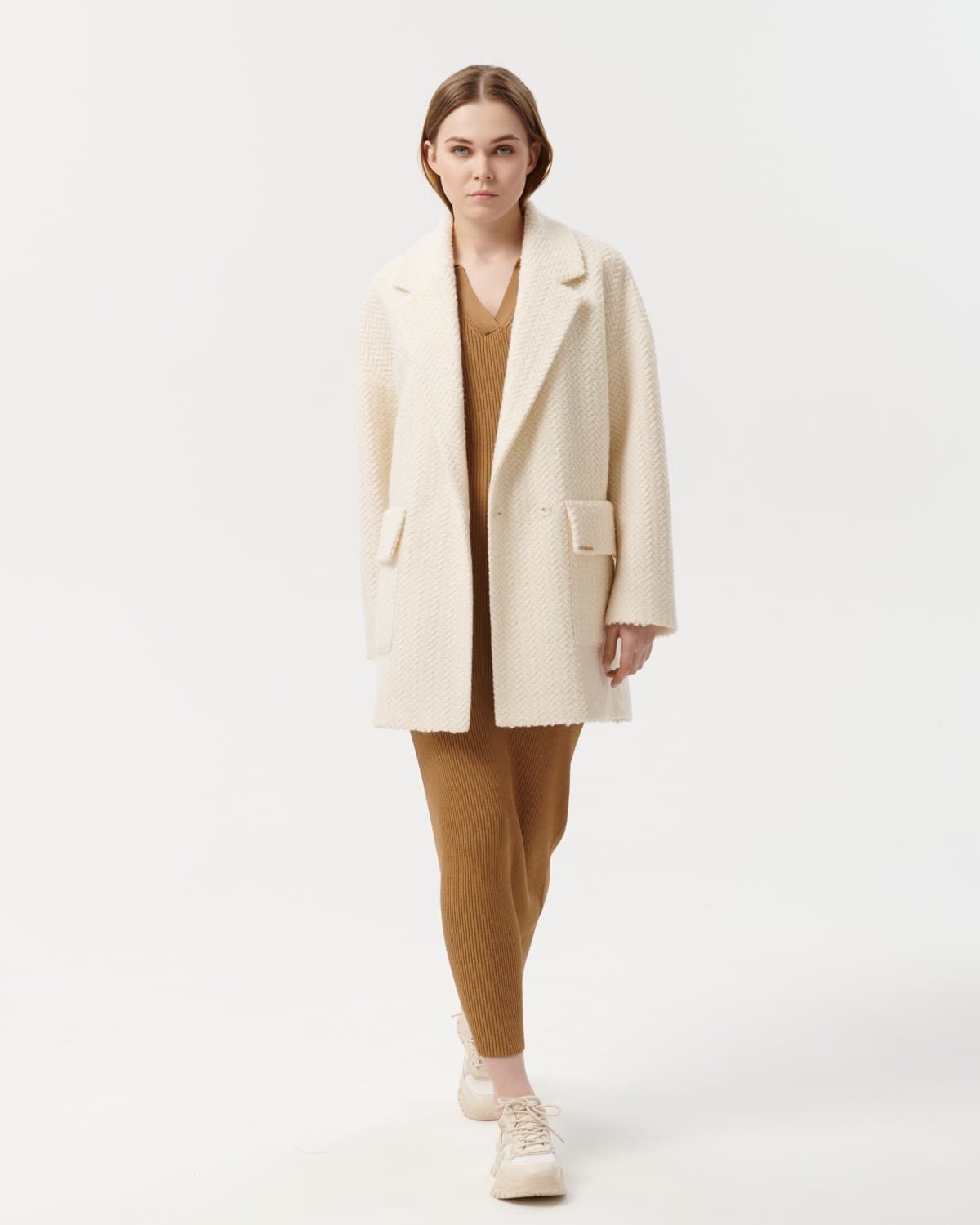 полупальто из фактурной шерсти