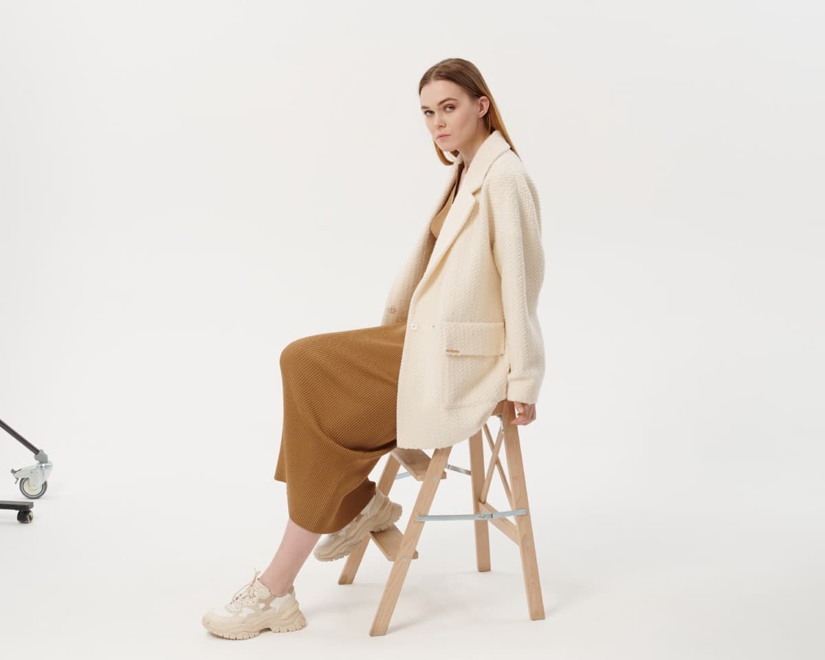 полупальто из фактурной шерсти