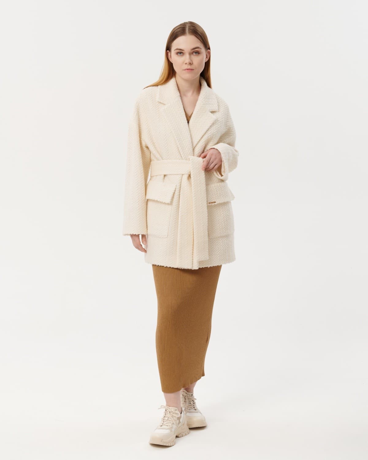 полупальто из фактурной шерсти