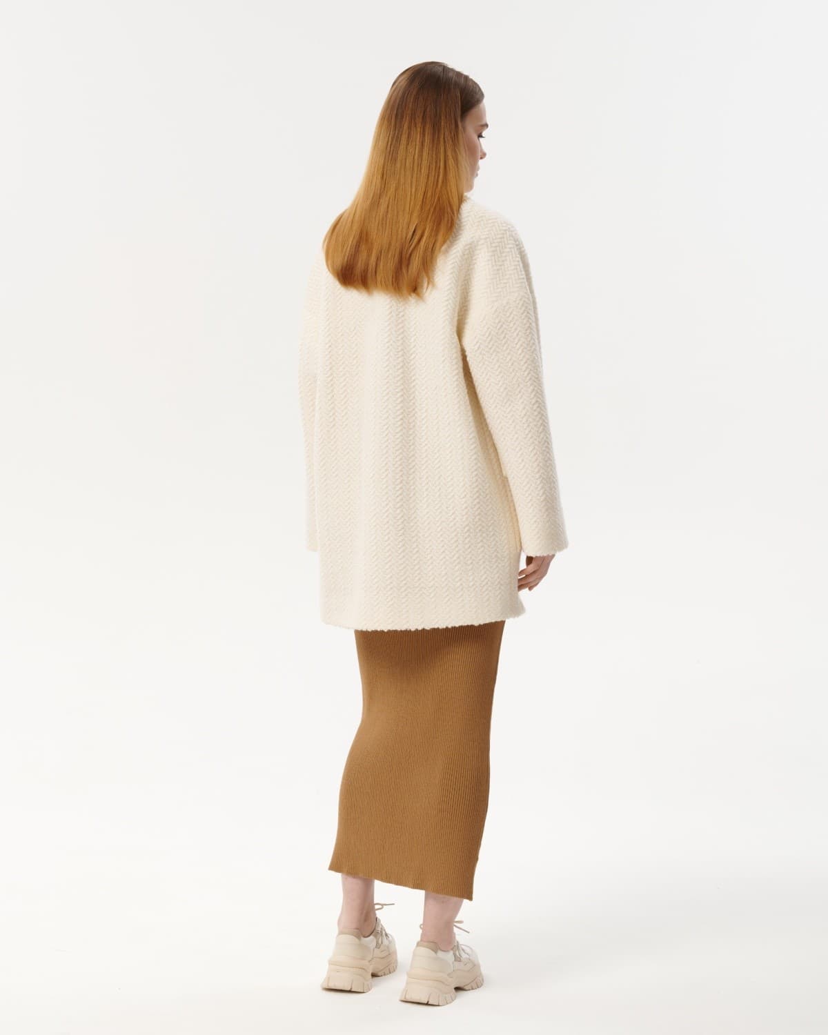 полупальто из фактурной шерсти