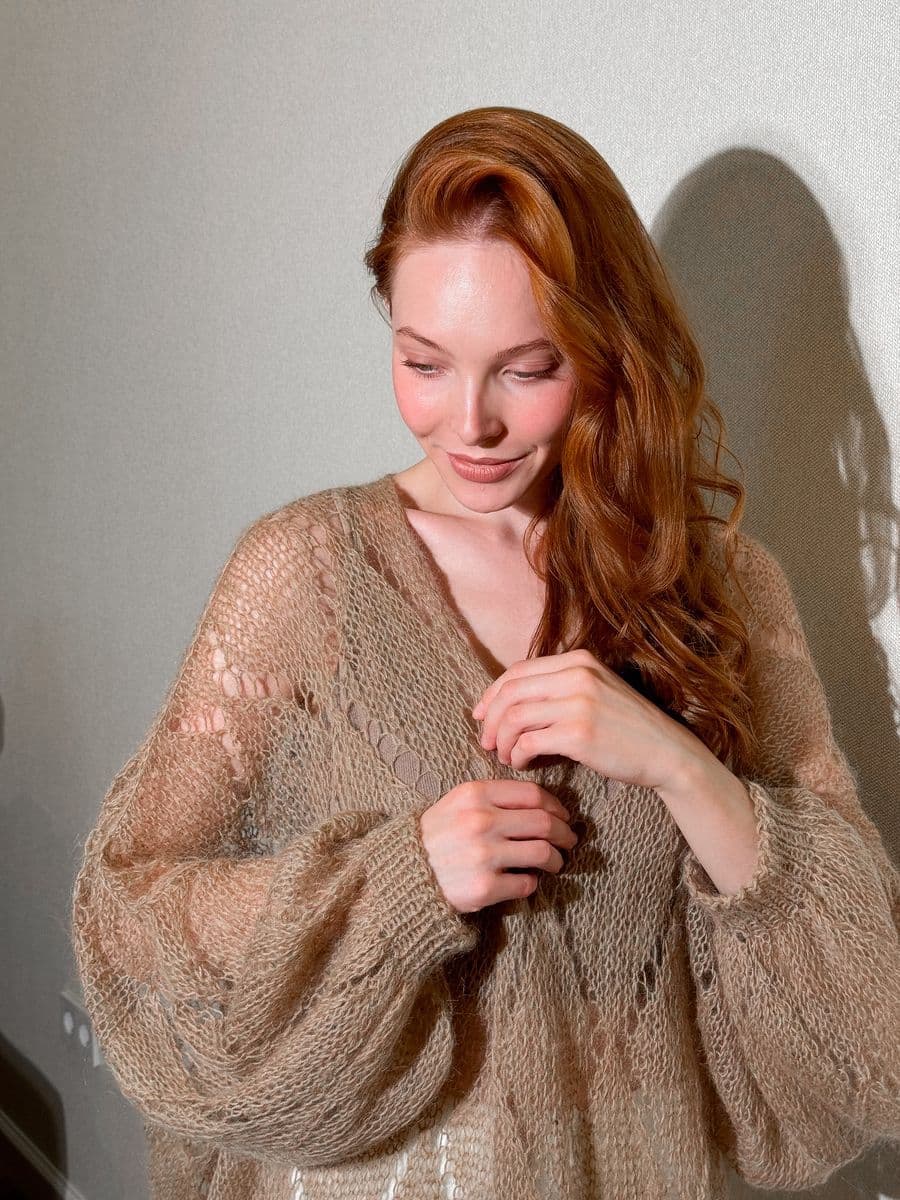 кардиган-паутинка ажурной вязки