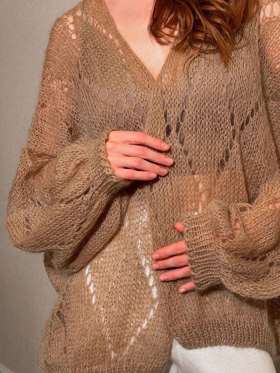 кардиган-паутинка ажурной вязки