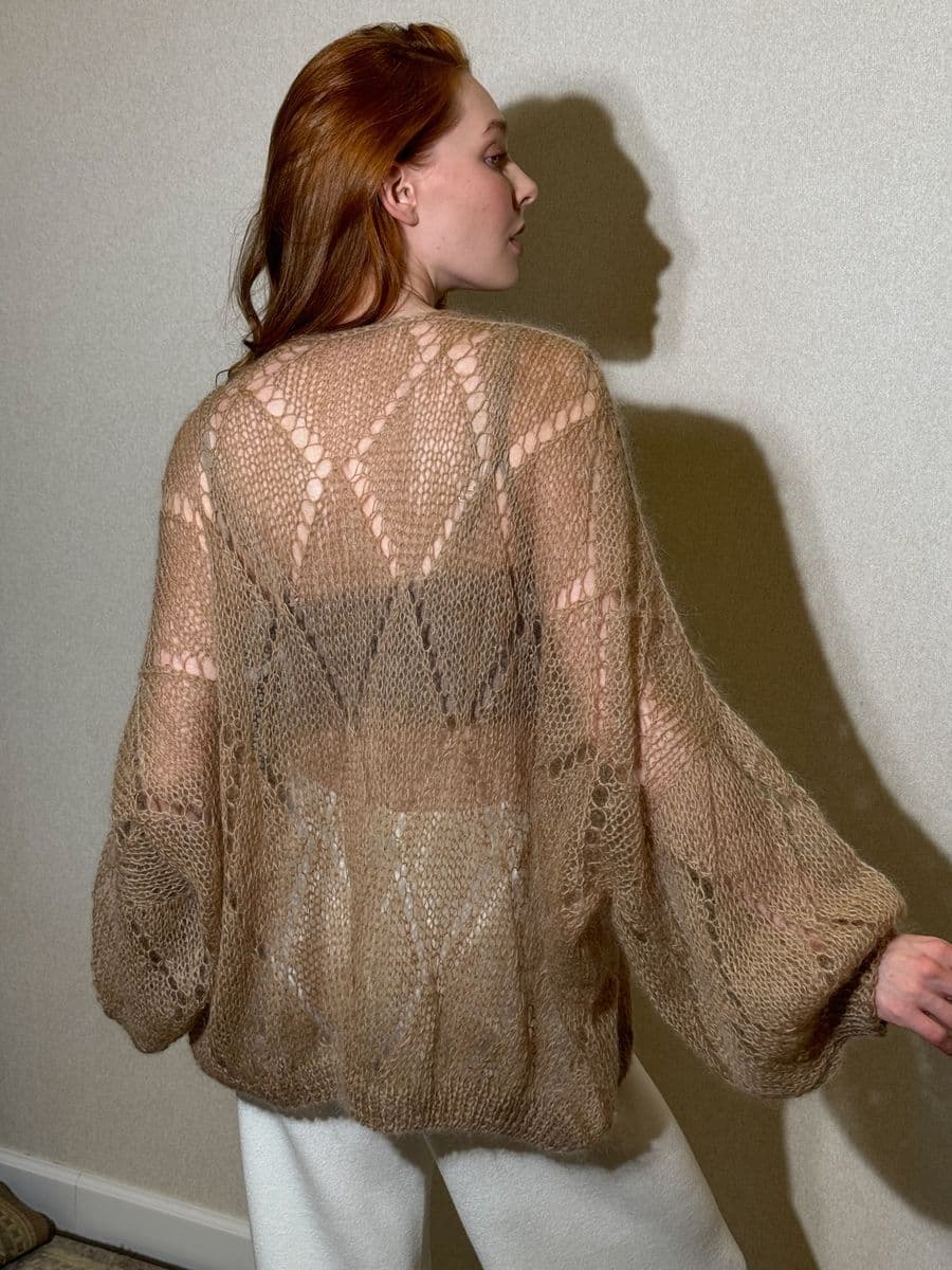 кардиган-паутинка ажурной вязки