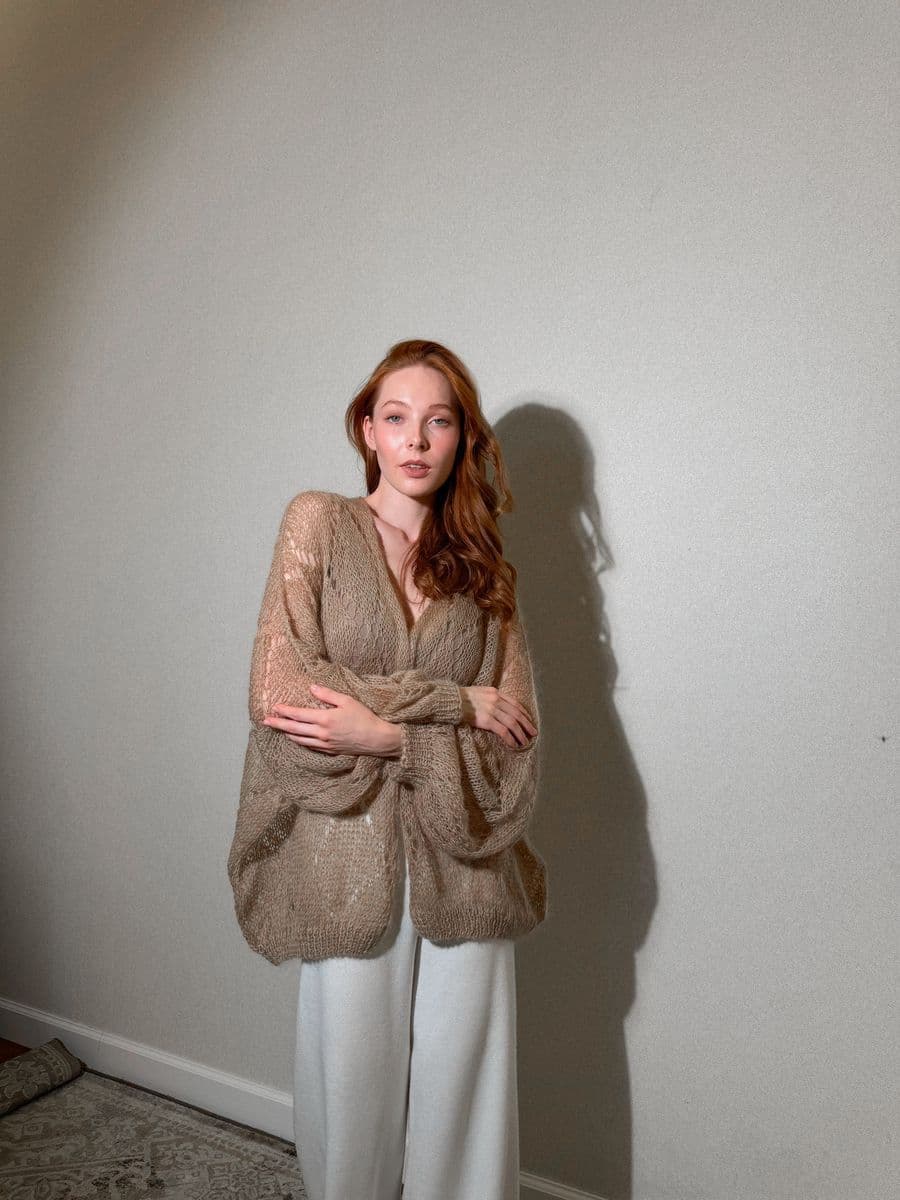 кардиган-паутинка ажурной вязки