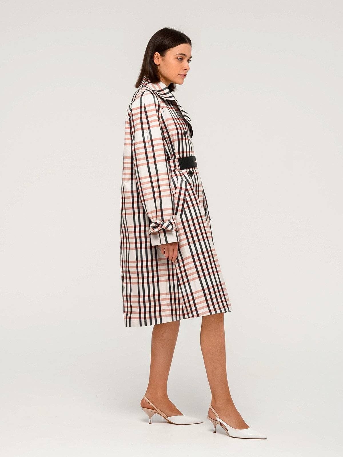 свободный плащ в клетку