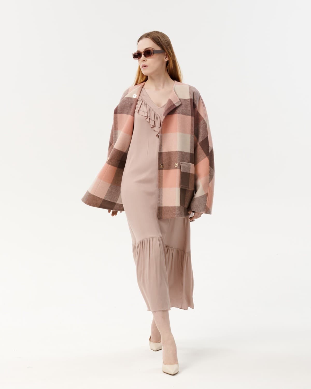 пальто ручной работы с меховым воротничком