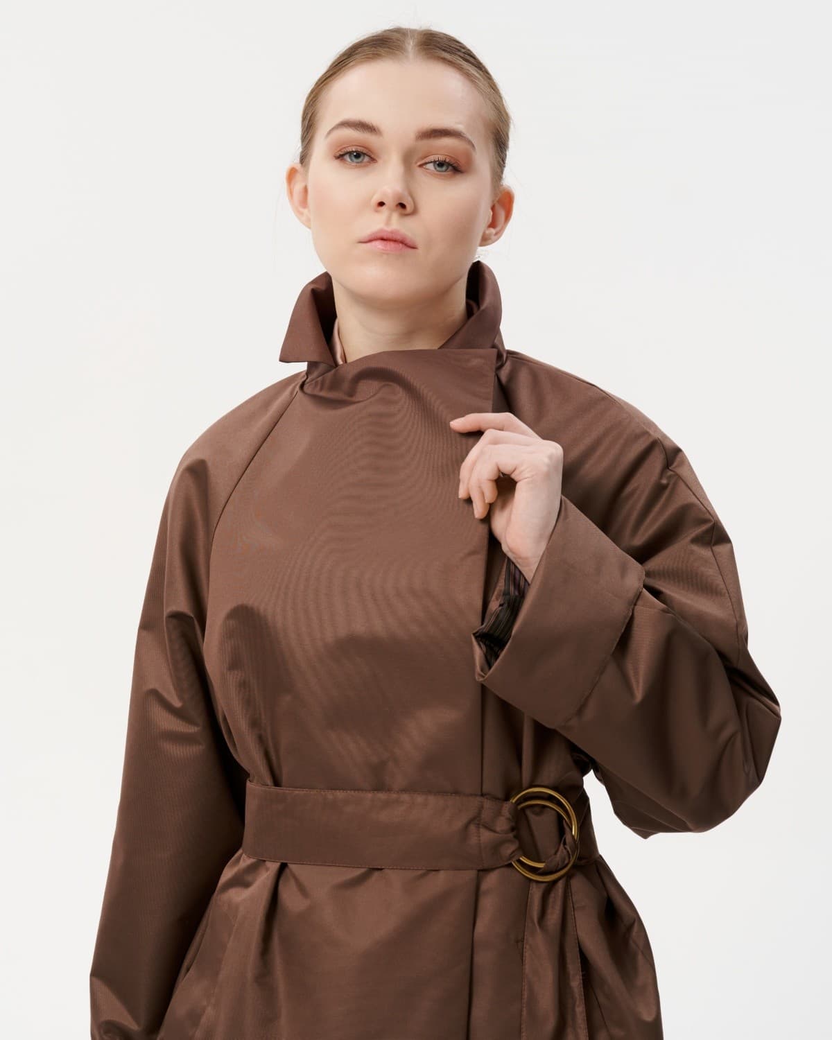 двубортный непромокаемый плащ оверсайз