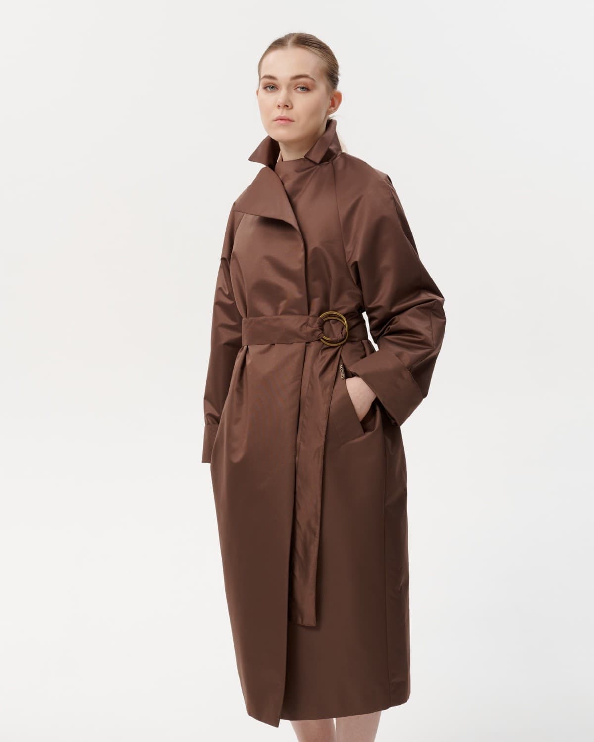 двубортный непромокаемый плащ оверсайз