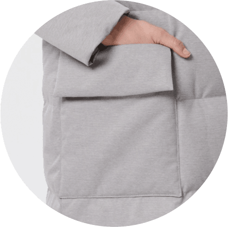 пуховое пальто из фактурной серой ткани