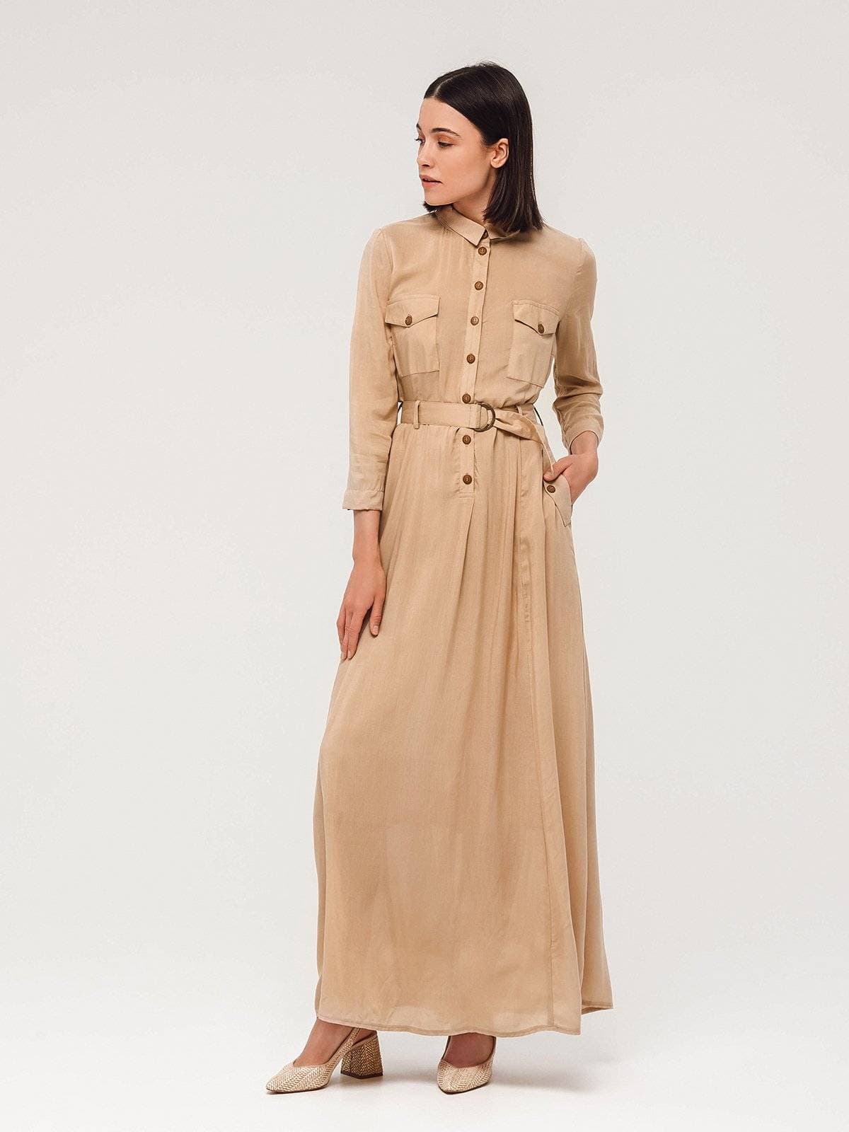 платье макси в стиле сафари