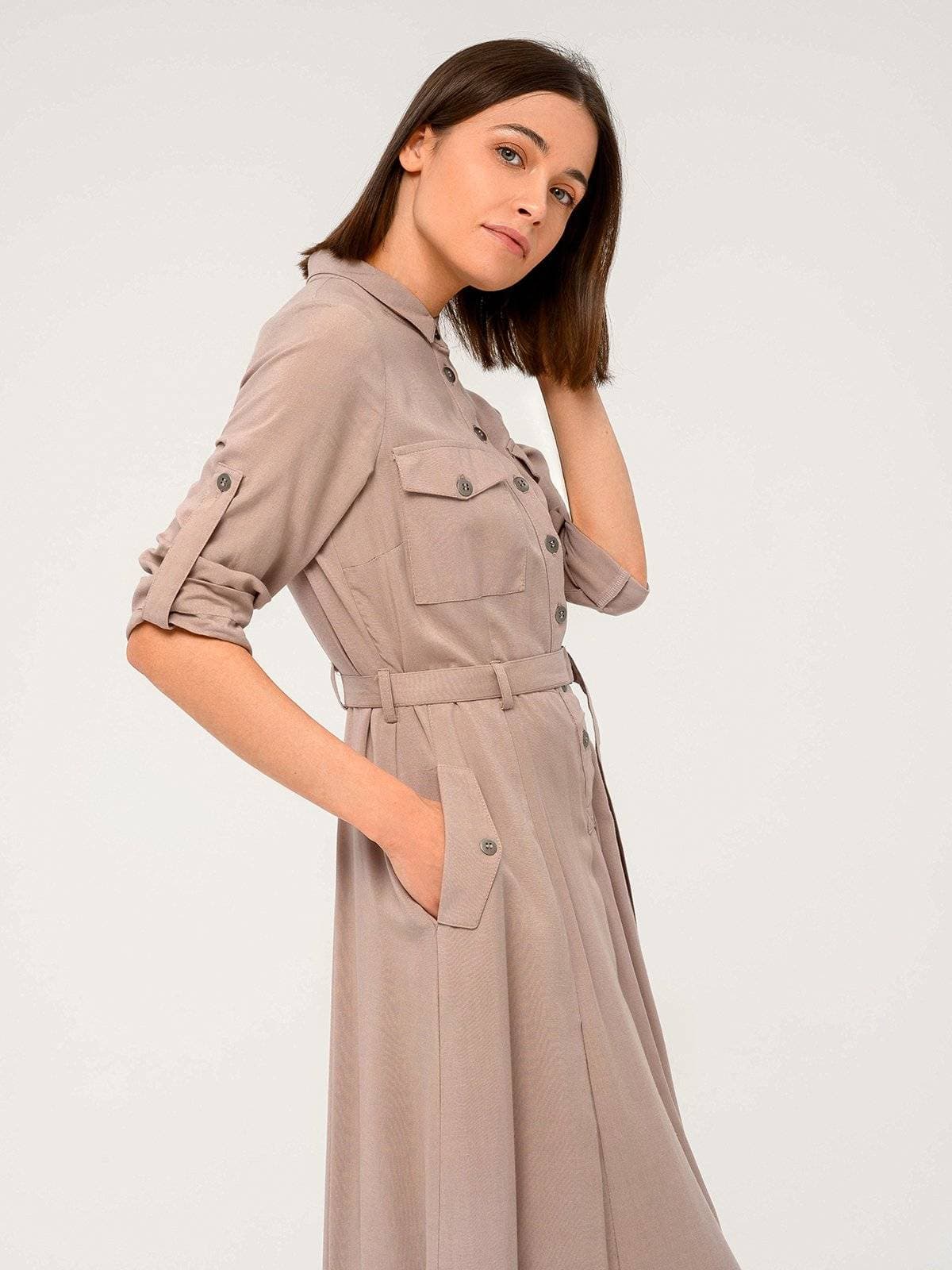 платье макси в стиле сафари