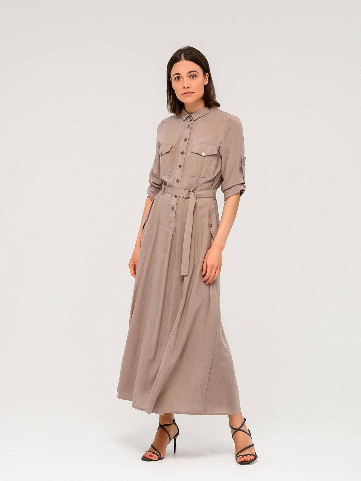 платье макси в стиле сафари