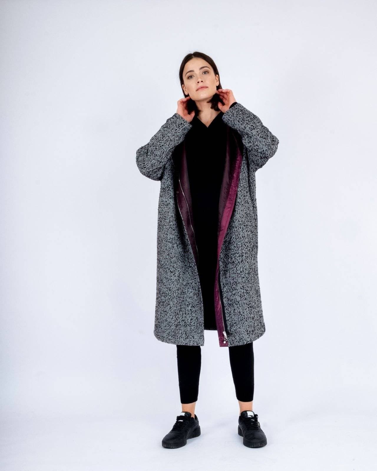 пальто оверсайз с капюшоном