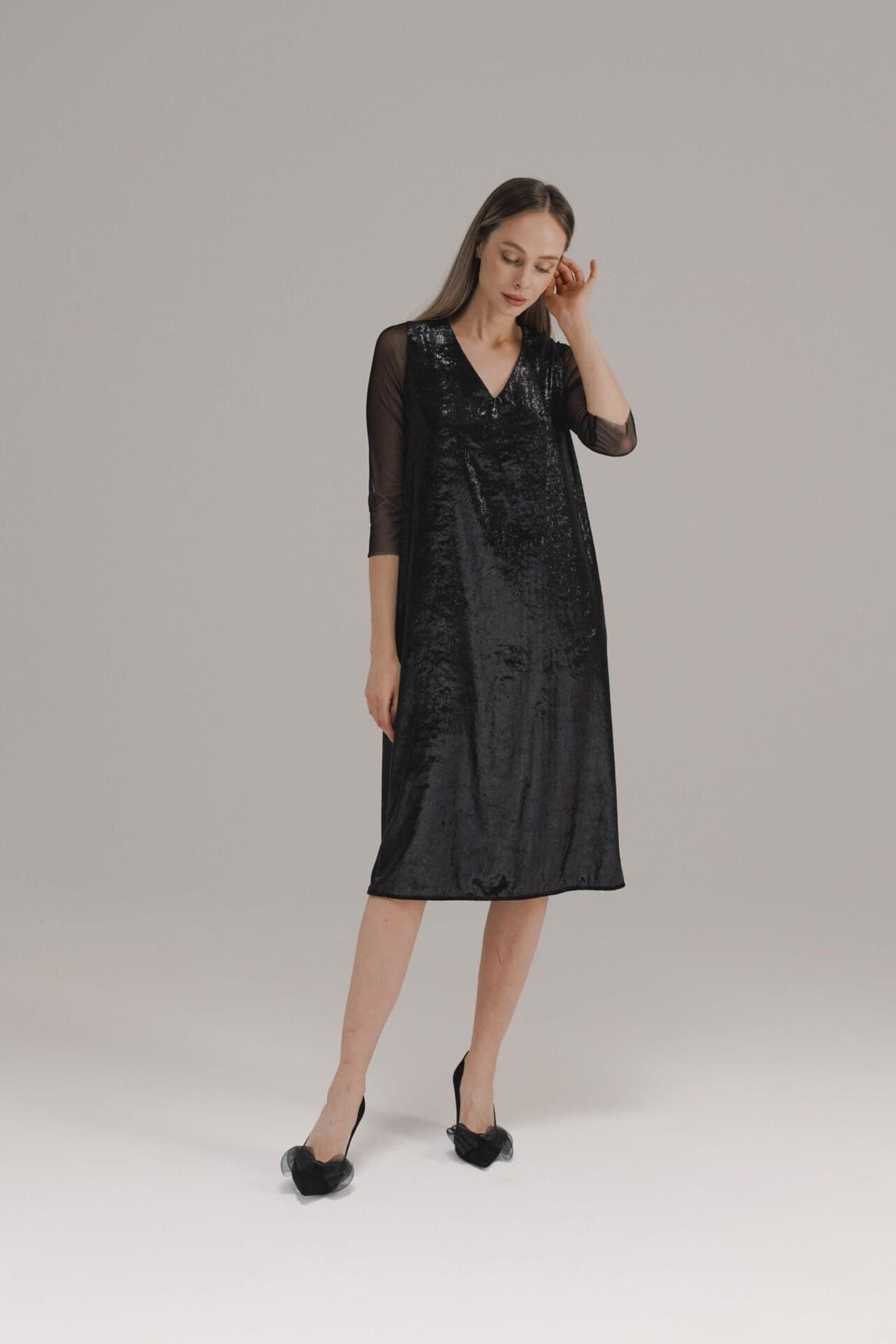 вечернее платье, расшитое пайетками