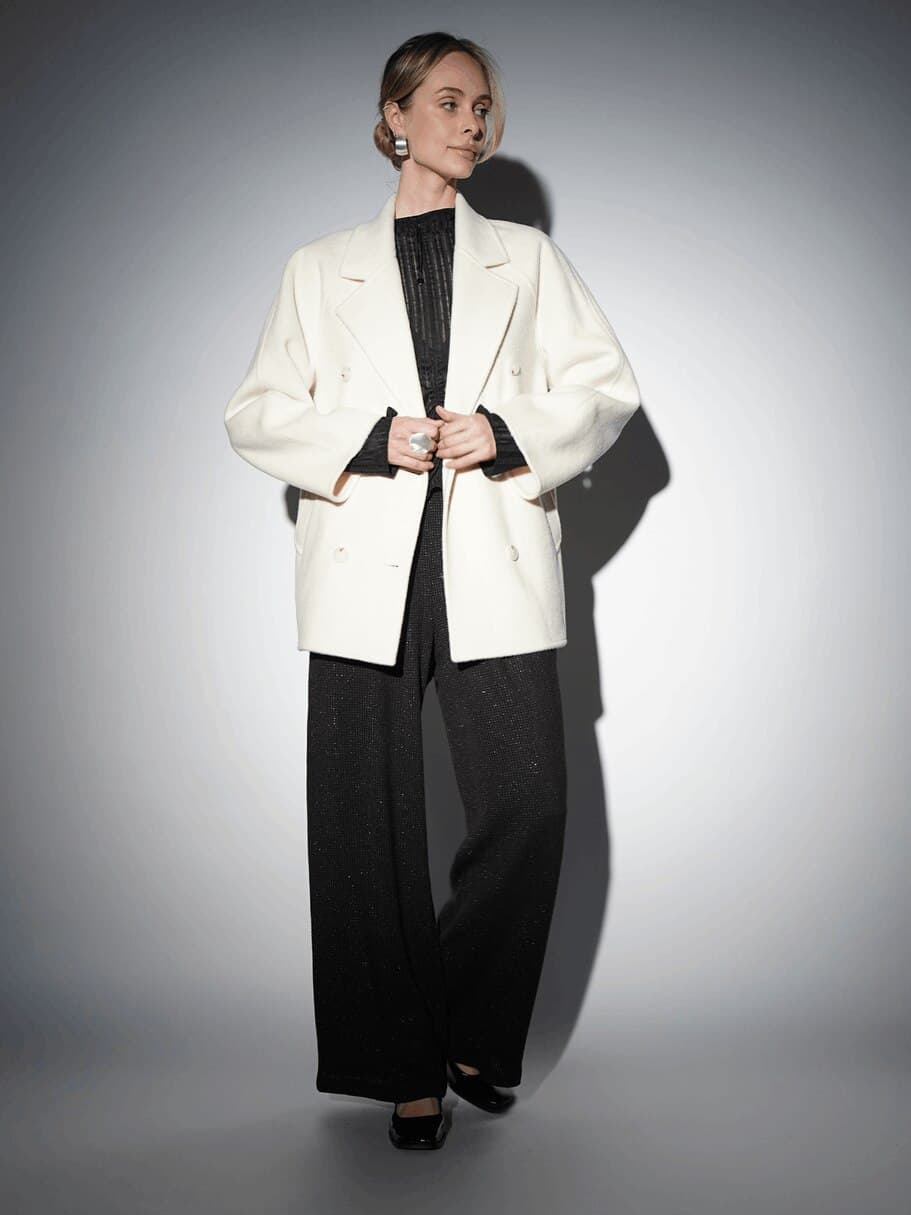 двубортное полупальто из шерсти ягненка