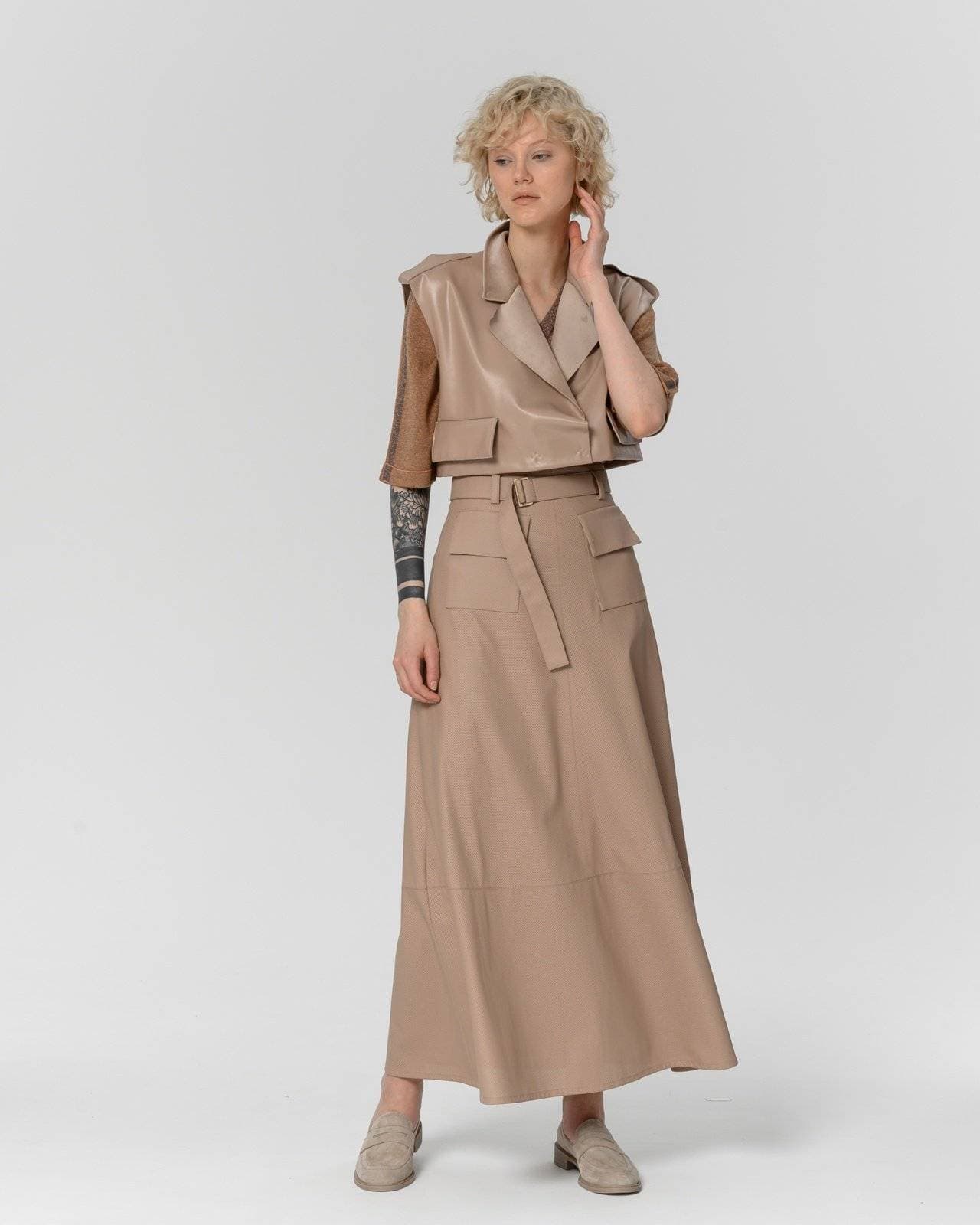 юбка из перфорированной экокожи