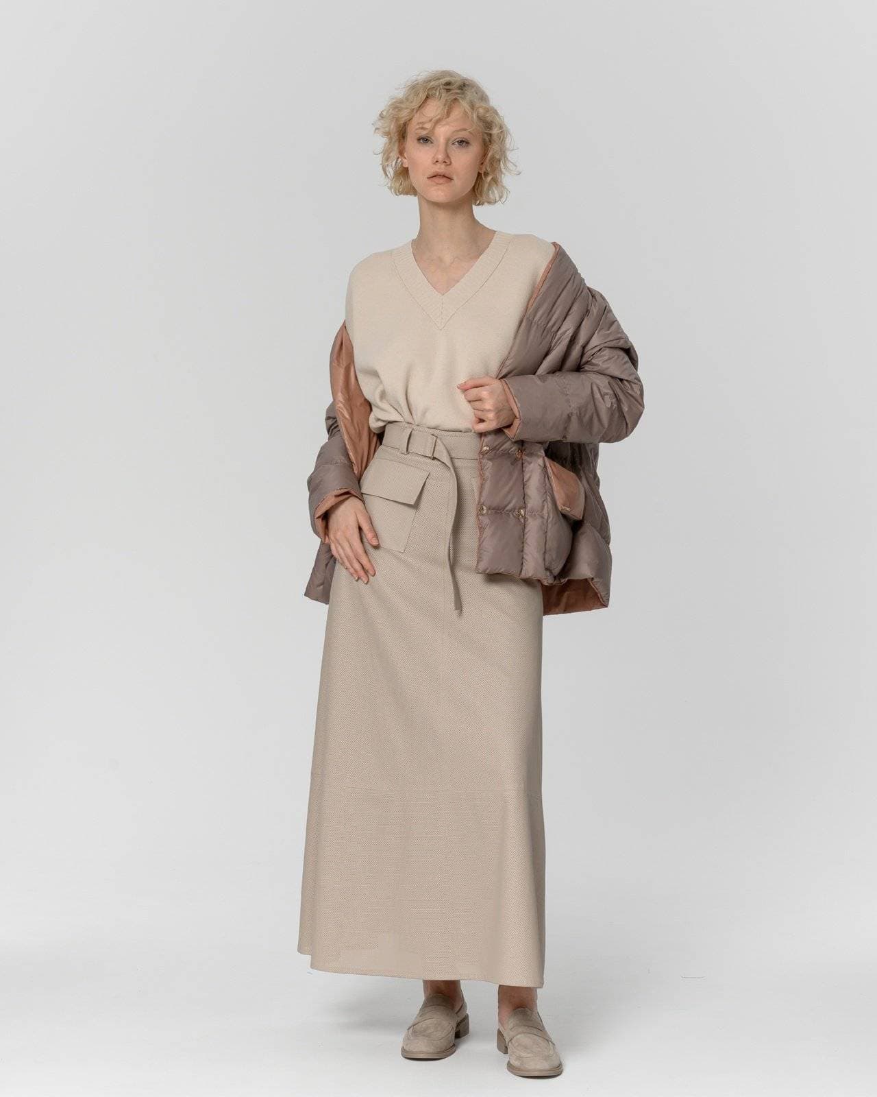 юбка из перфорированной экокожи