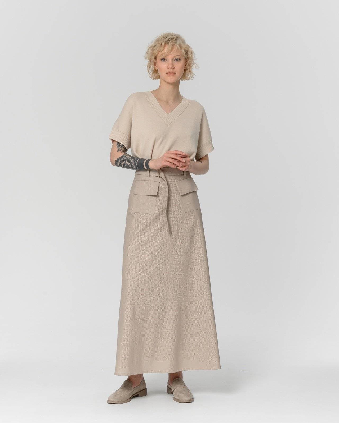 юбка из перфорированной экокожи