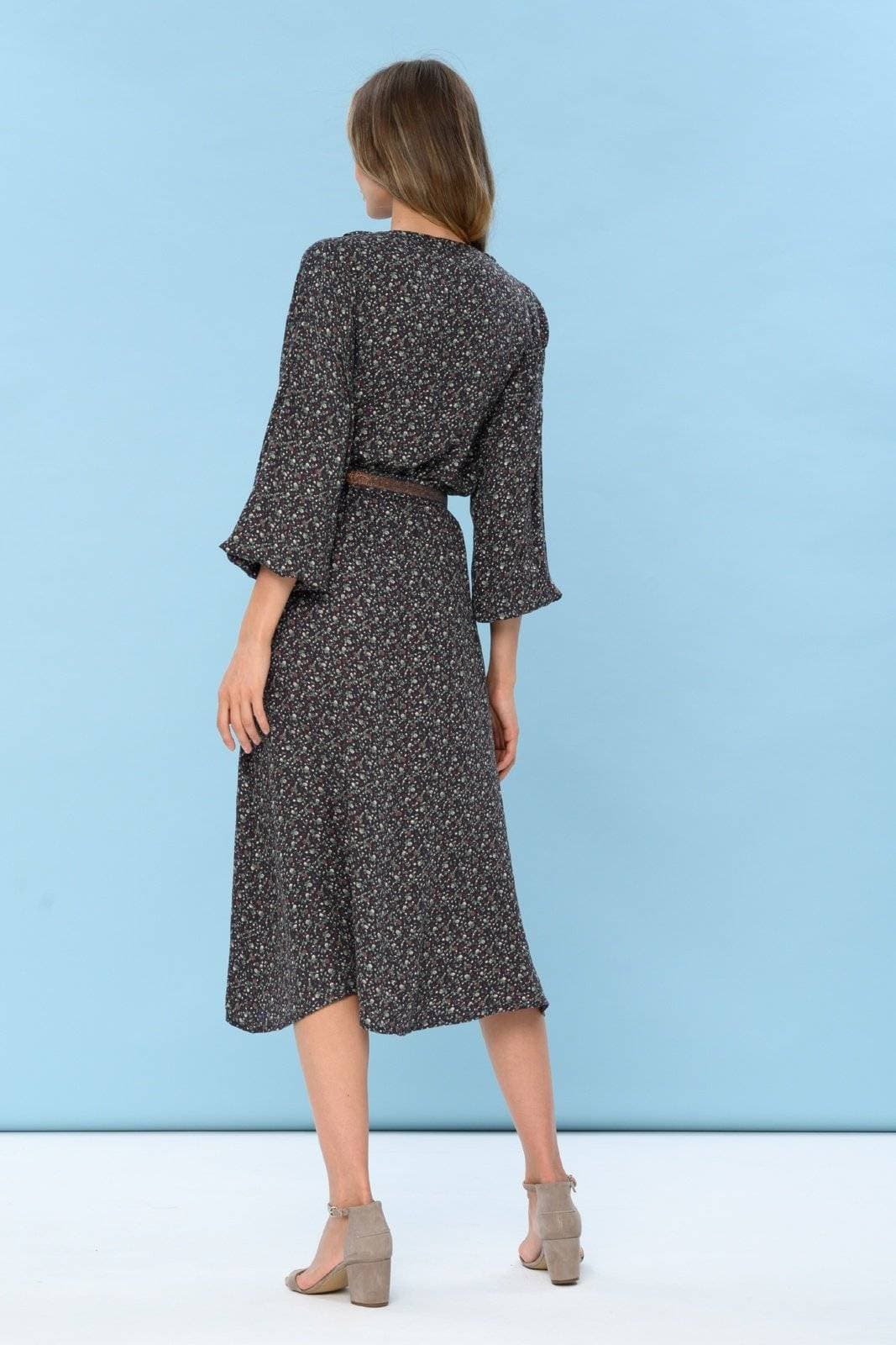 платье миди с флористическим принтом