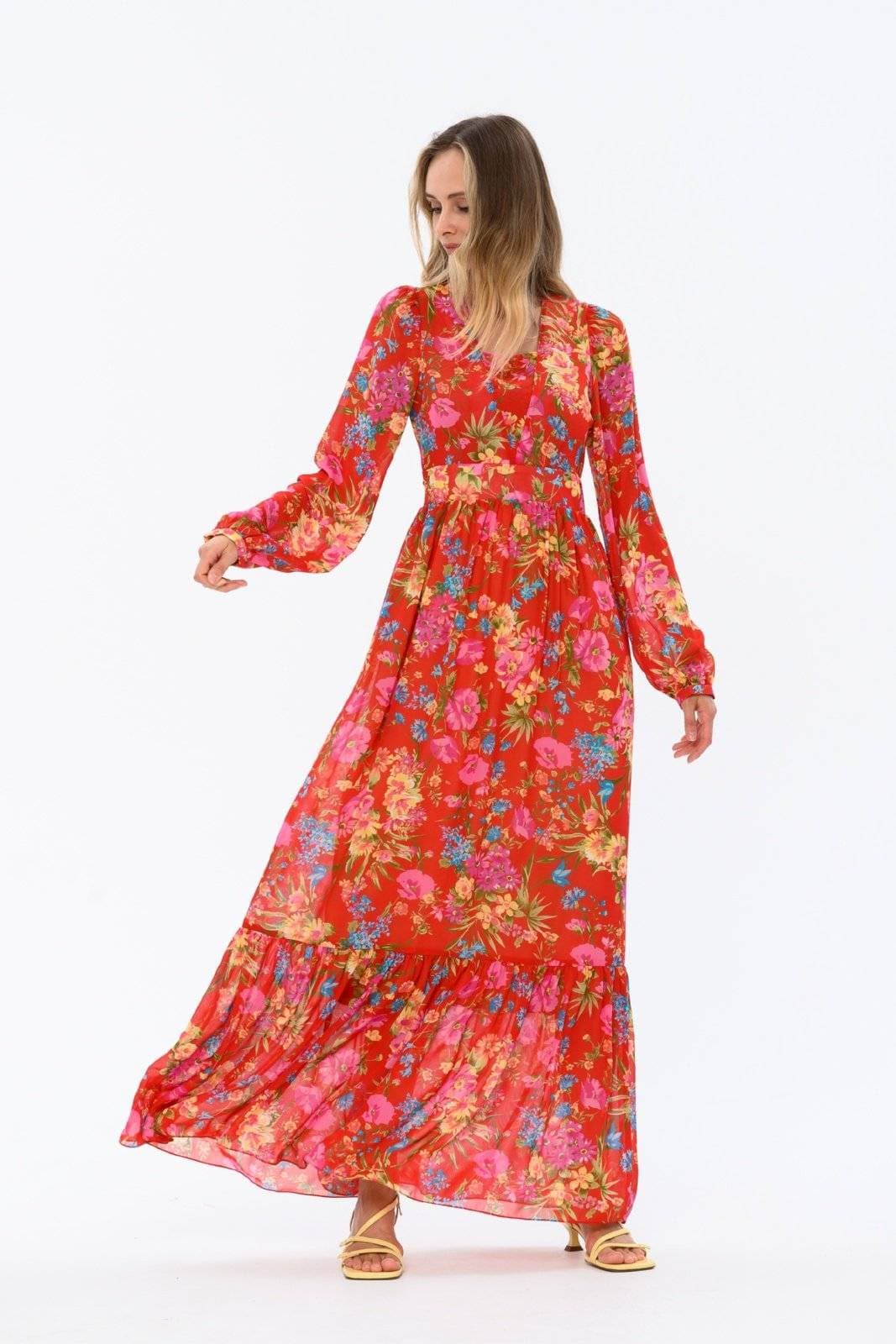 шифоновое платье с принтом