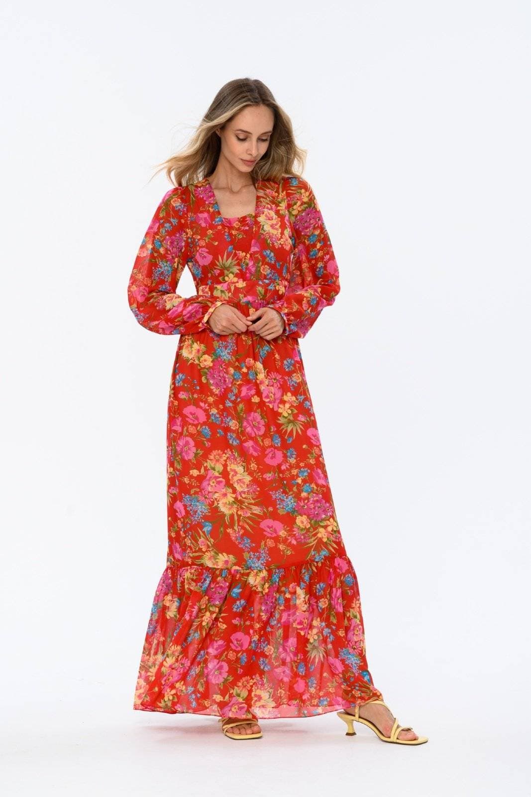 шифоновое платье с принтом