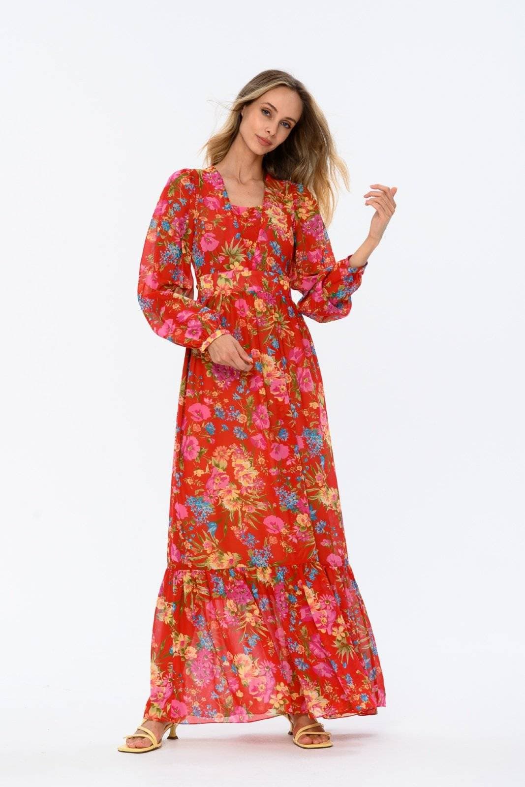 шифоновое платье с принтом