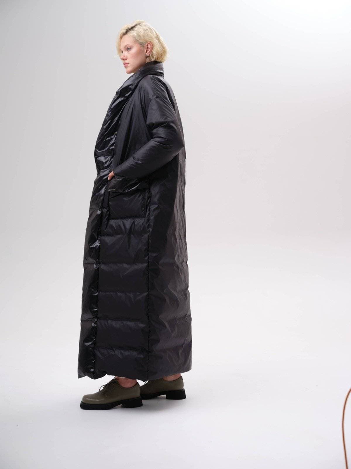 пуховое пальто длины макси