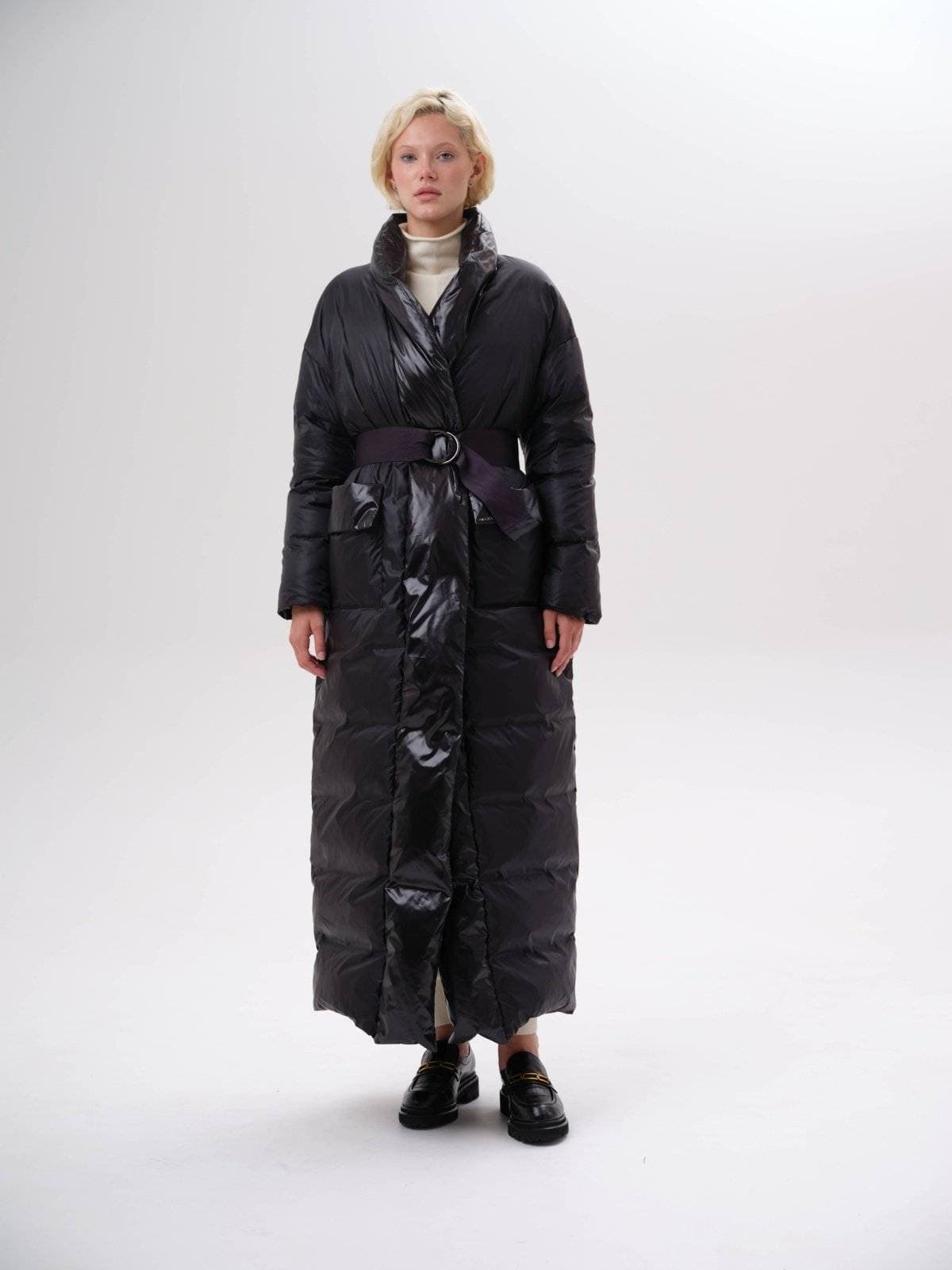 пуховое пальто длины макси