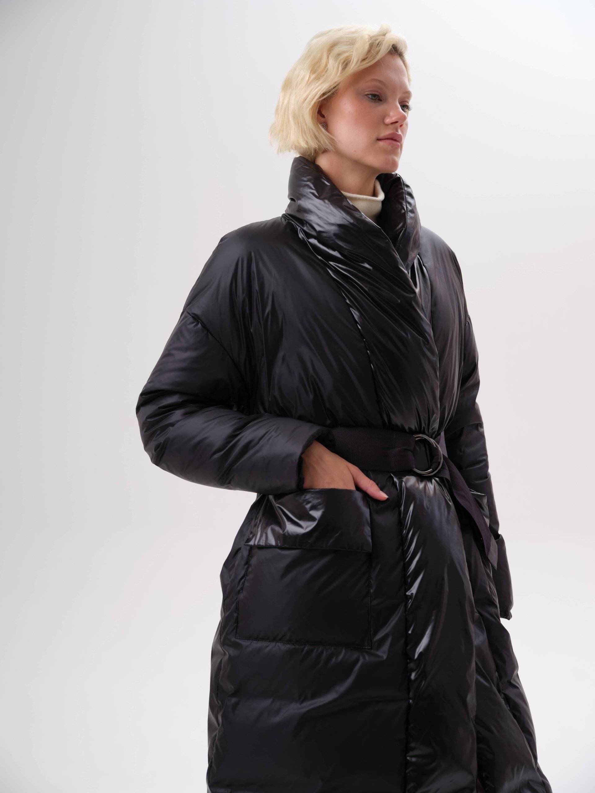 пуховое пальто длины макси