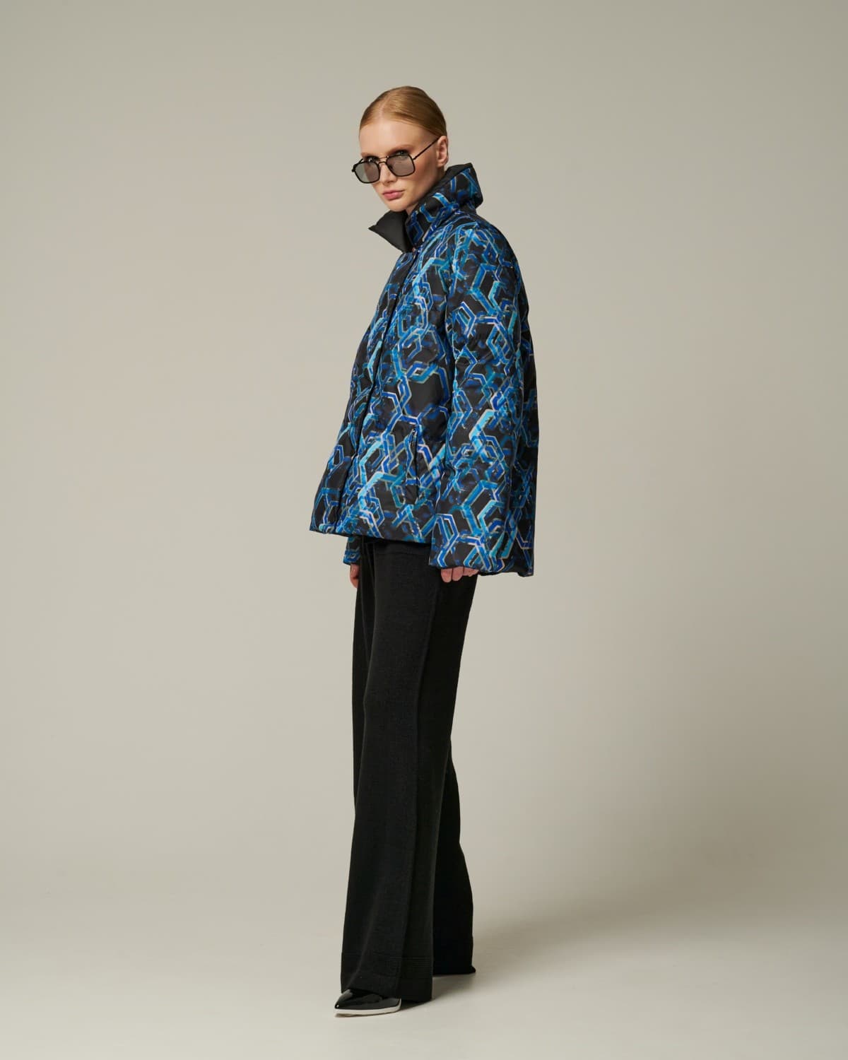 двусторонняя пуховая куртка с принтом