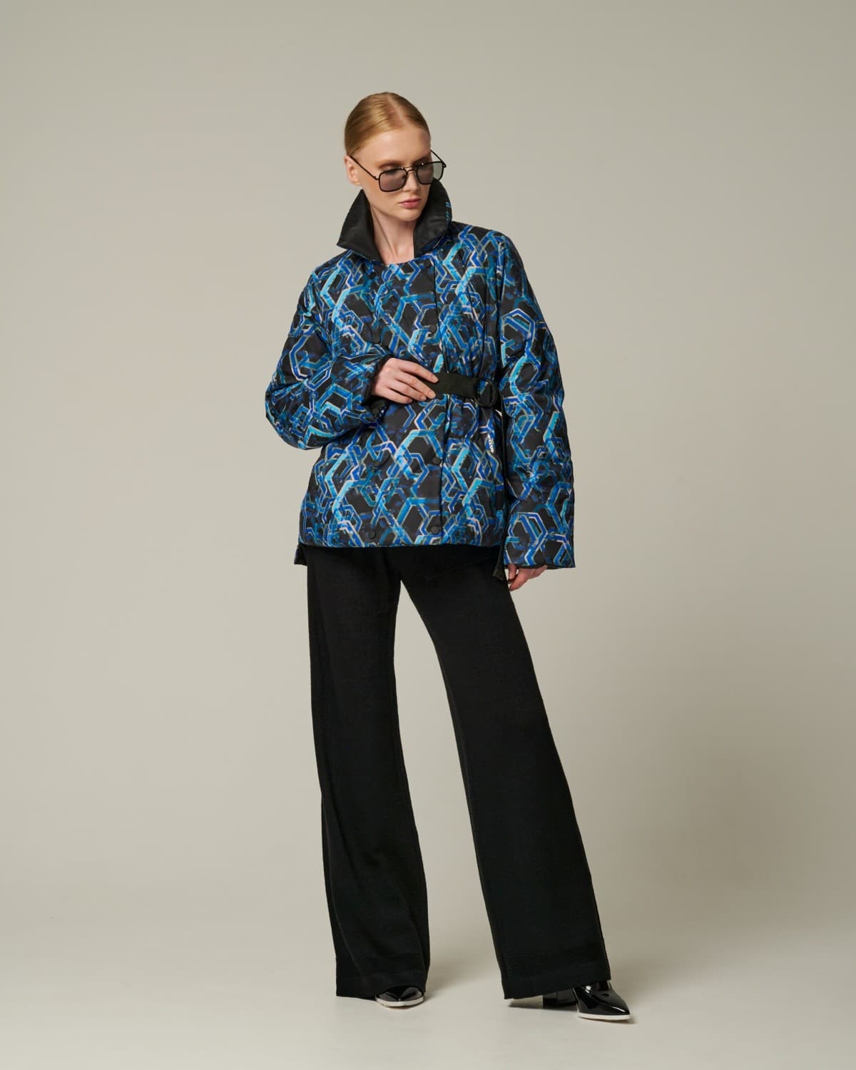 двусторонняя пуховая куртка с принтом