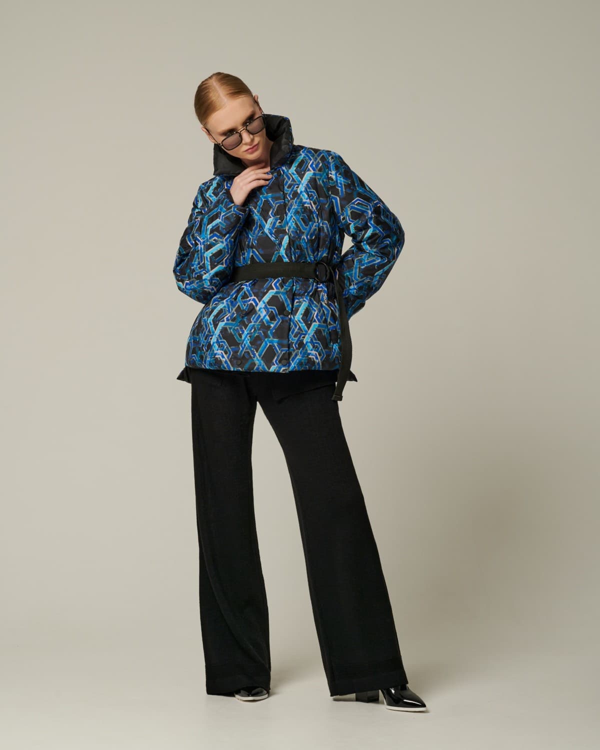 двусторонняя пуховая куртка с принтом