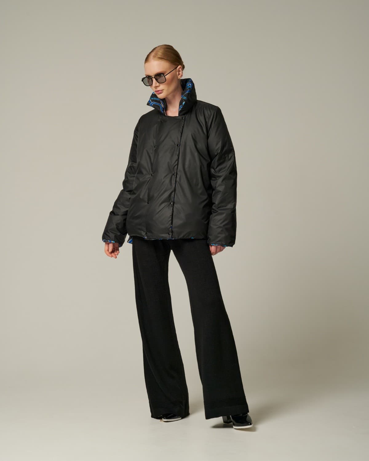 двусторонняя пуховая куртка с принтом