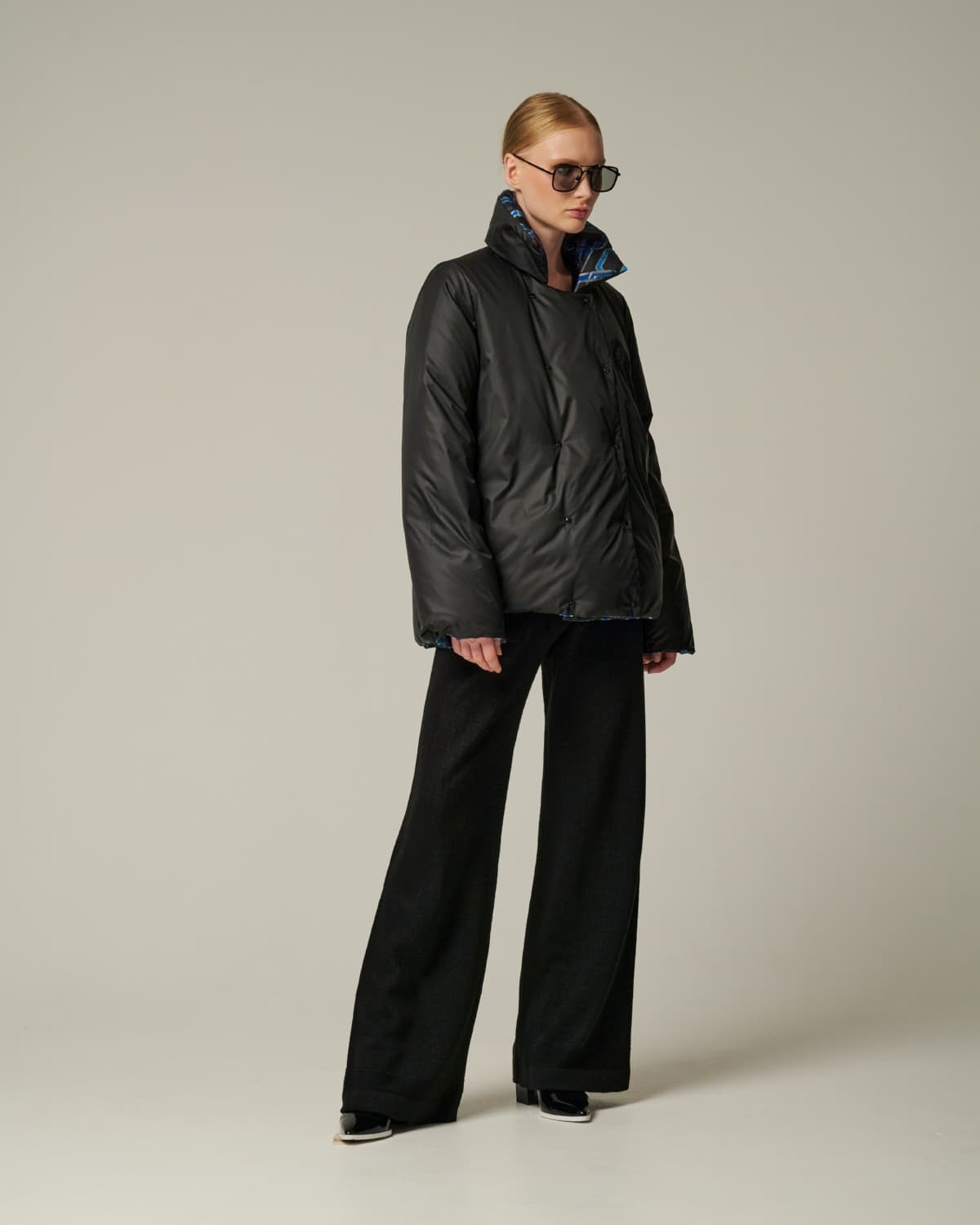 двусторонняя пуховая куртка с принтом