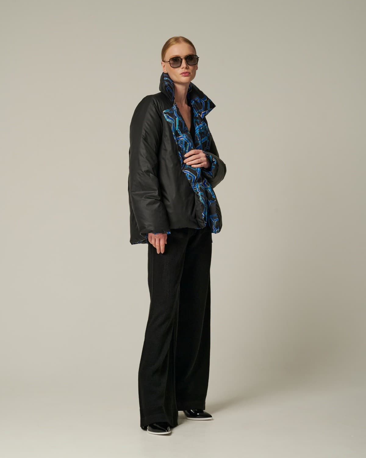 двусторонняя пуховая куртка с принтом