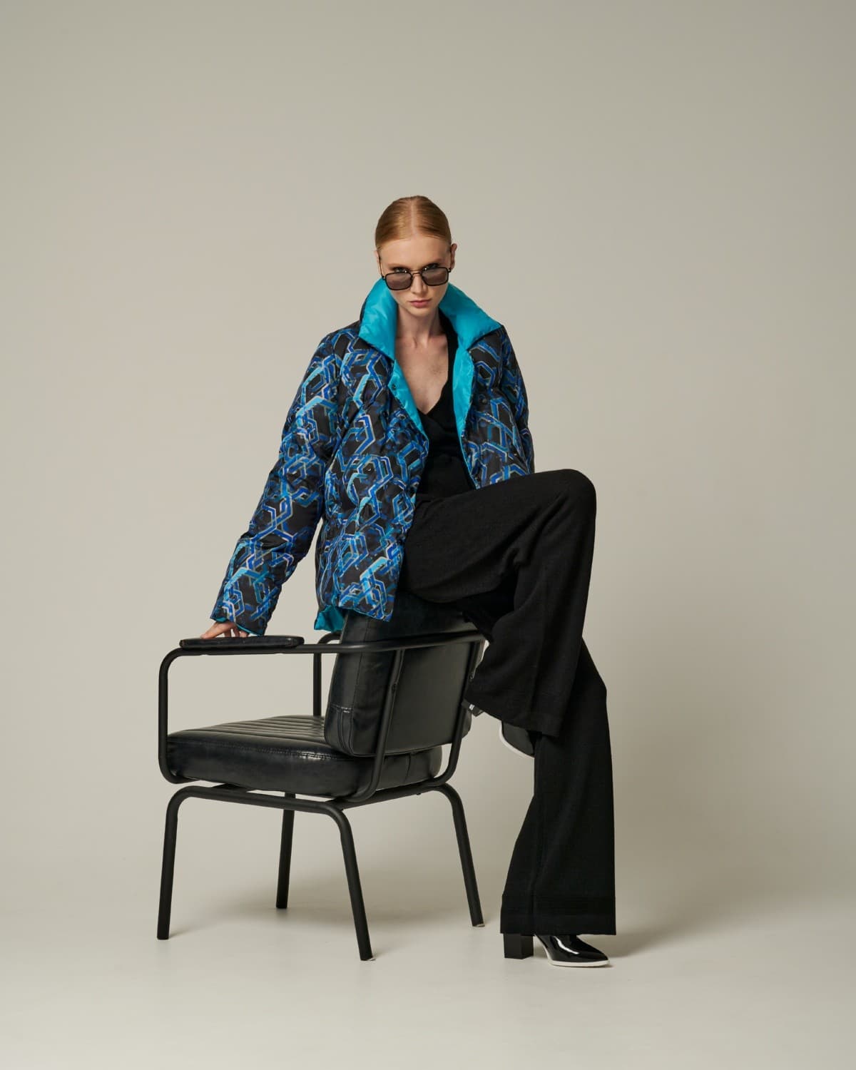 двусторонняя пуховая куртка с принтом