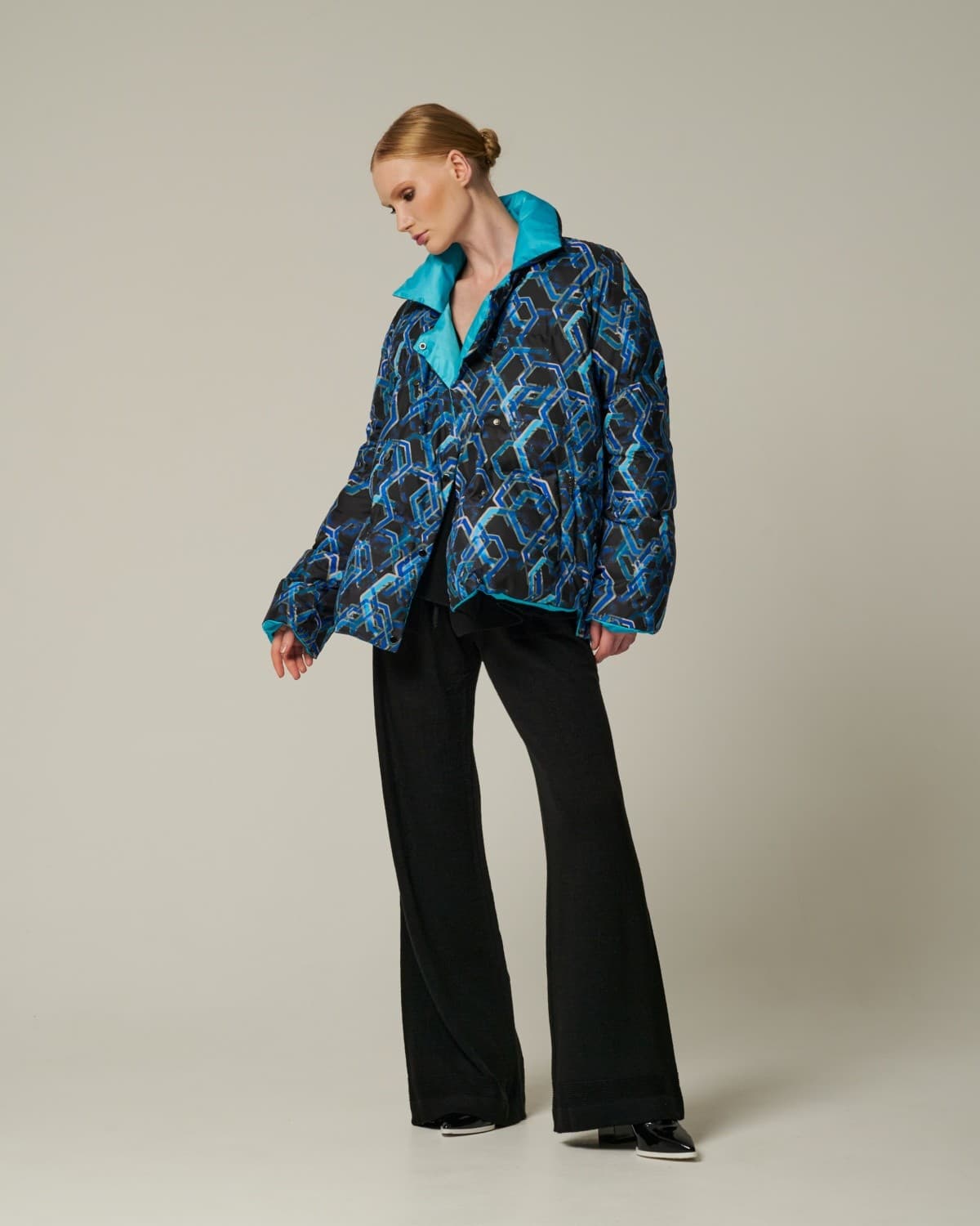 двусторонняя пуховая куртка с принтом