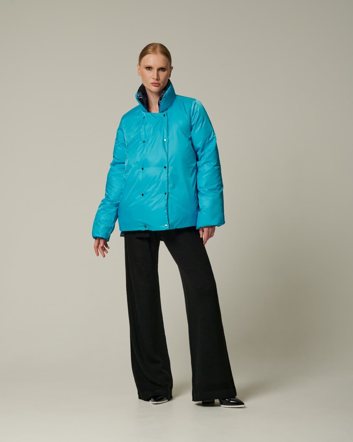 двусторонняя пуховая куртка с принтом