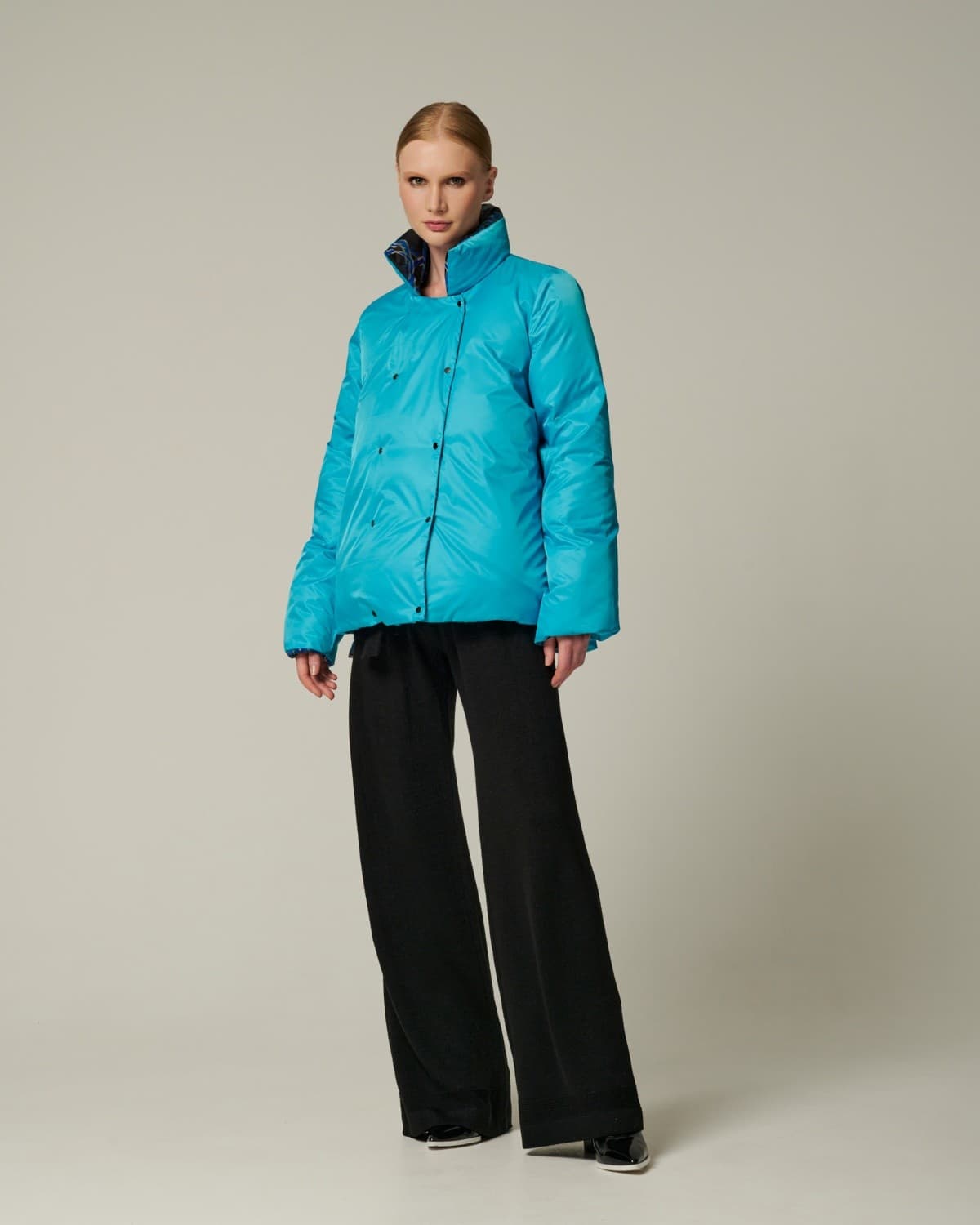 двусторонняя пуховая куртка с принтом