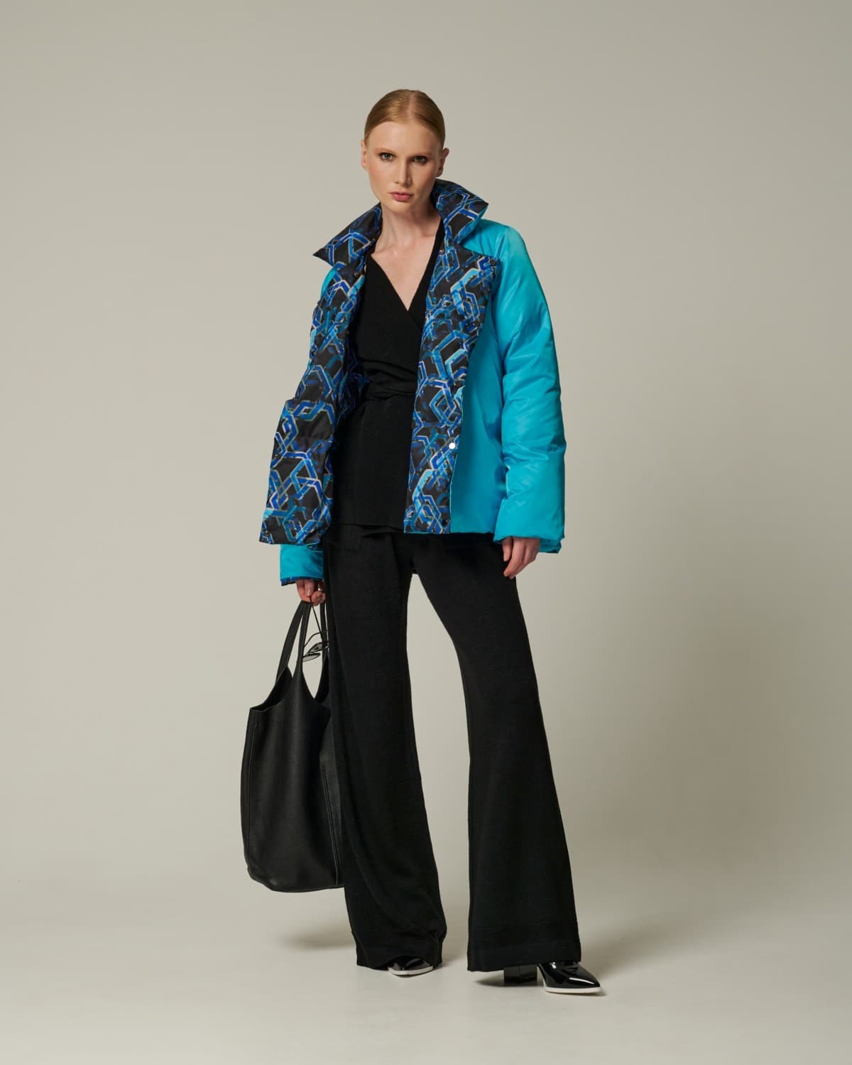 двусторонняя пуховая куртка с принтом