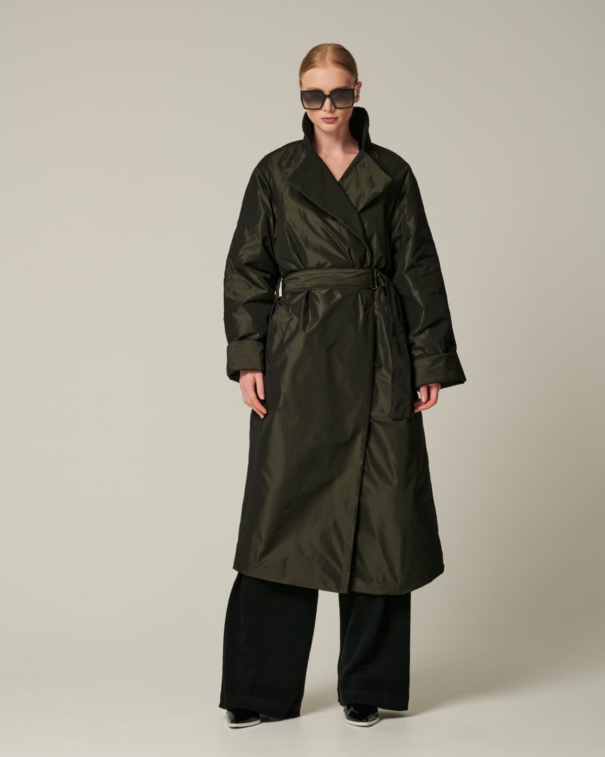 двубортный непромокаемый плащ оверсайз