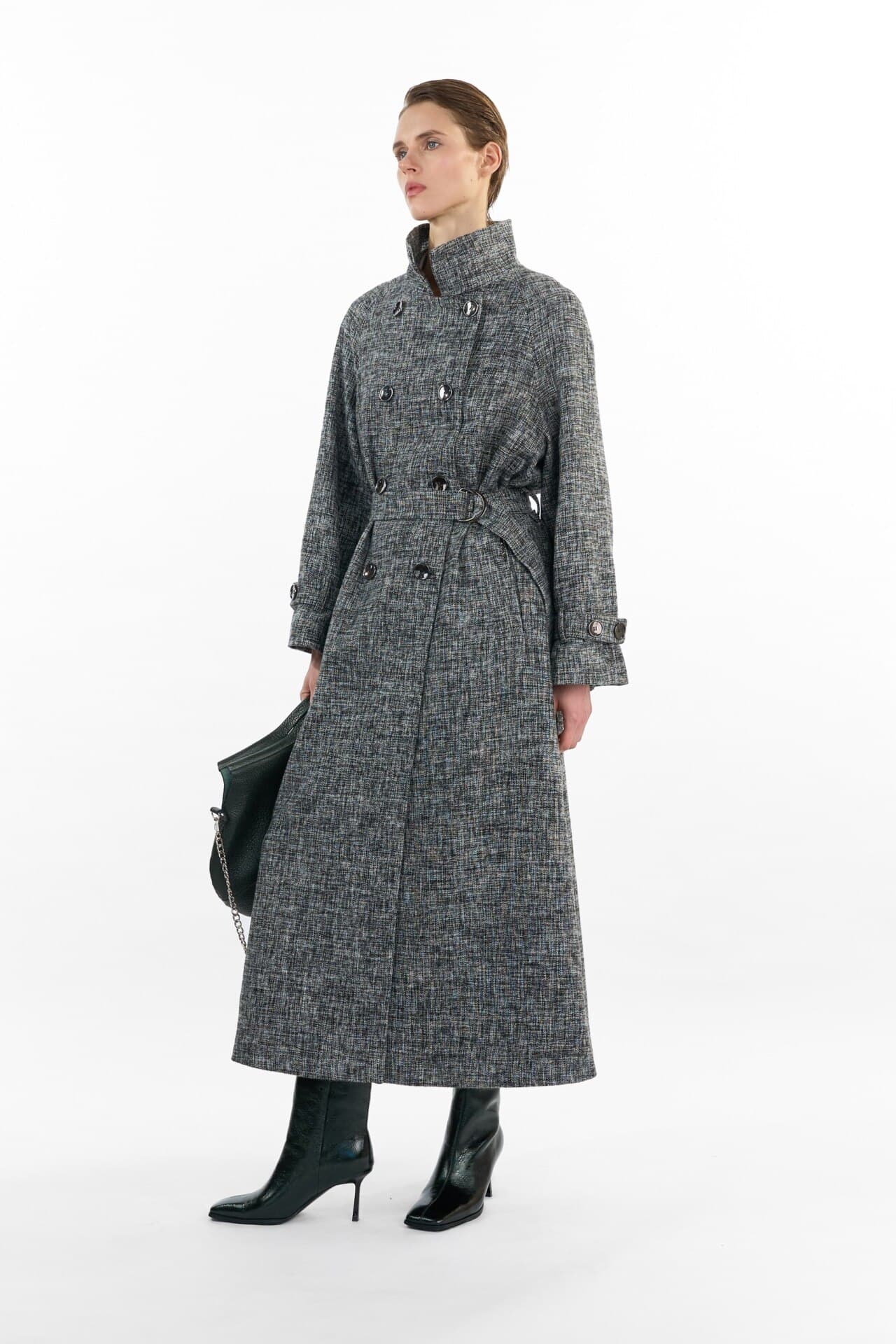 Пальто двубортное миди