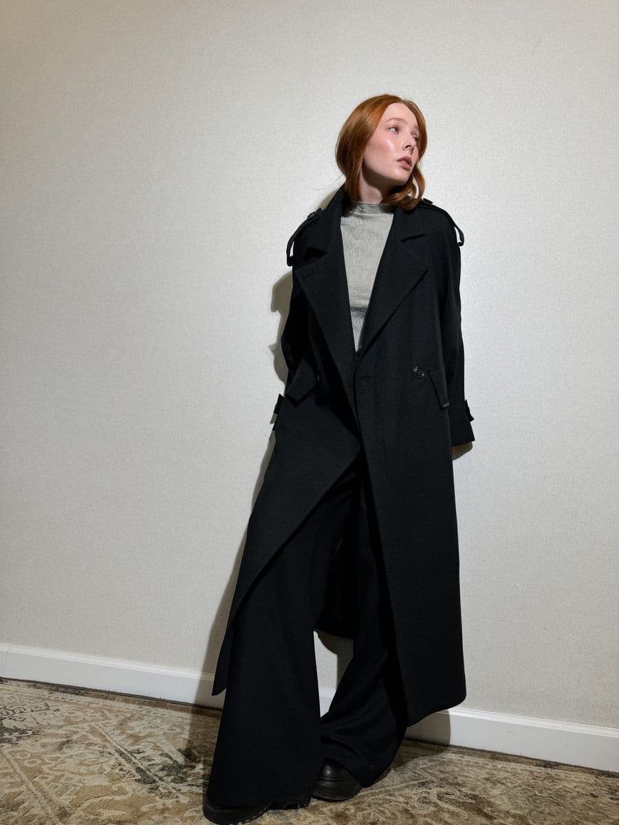 пальто макси из стопроцентной шерсти ягненка