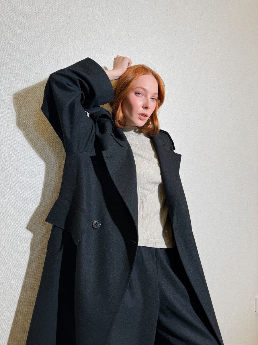 пальто макси из стопроцентной шерсти ягненка