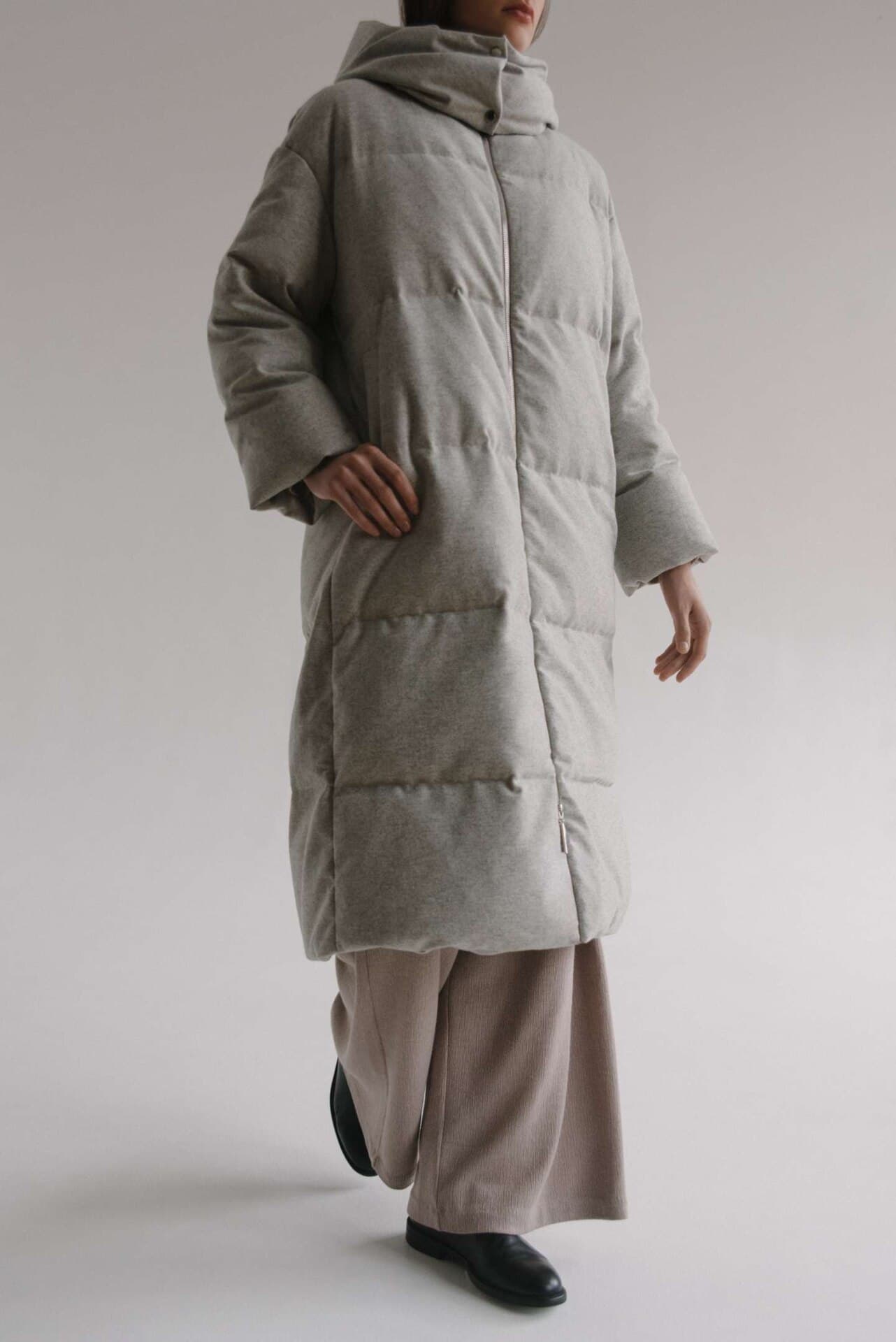 пуховое пальто макси из твида с тончайшей нитью люрекса