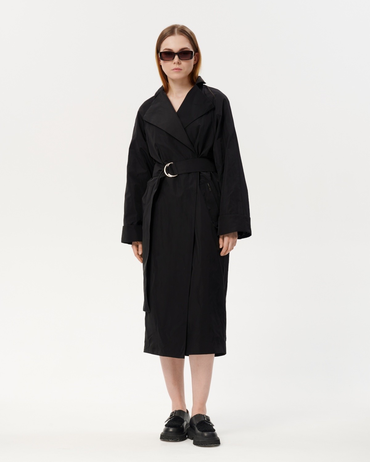 двубортный непромокаемый плащ оверсайз