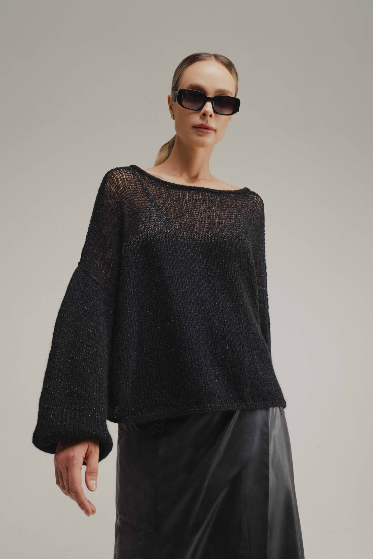 джемпер ручной работы с люрексной нитью